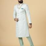 Alluring Mint Green Floral Thread Embroidered Sherwani | Father Son Combo | Jaipurio Collection